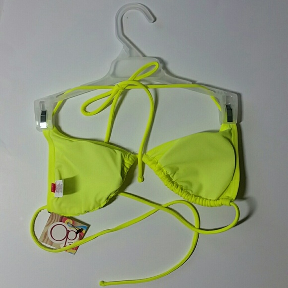CUTE, BRIGHT YELLOW TRIANGLE STRING BIKINI TOP NWT - Picture 6 of 7
